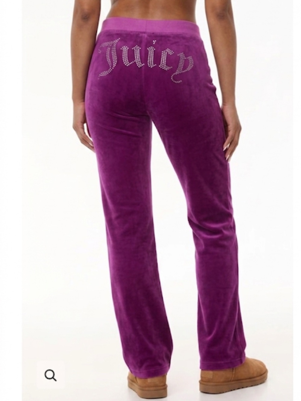JUICY COUTURE OG Big Bling Rhinestone Logo Velour Track Pants Purple Size Large